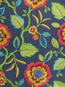 Folk Song 557 Dark Denim Embroidery Covington Fabric